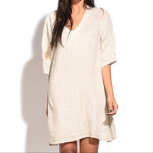 Linen V Neck Dress